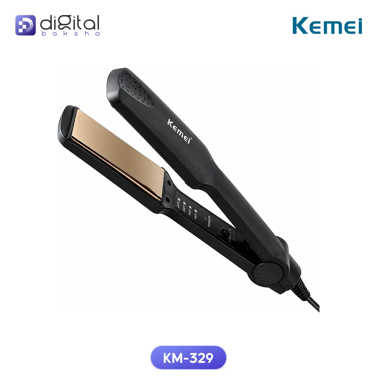 Kemei KM-329 Ceramic Hair Straightener - Salon-Smooth Styling at Home alternate view
