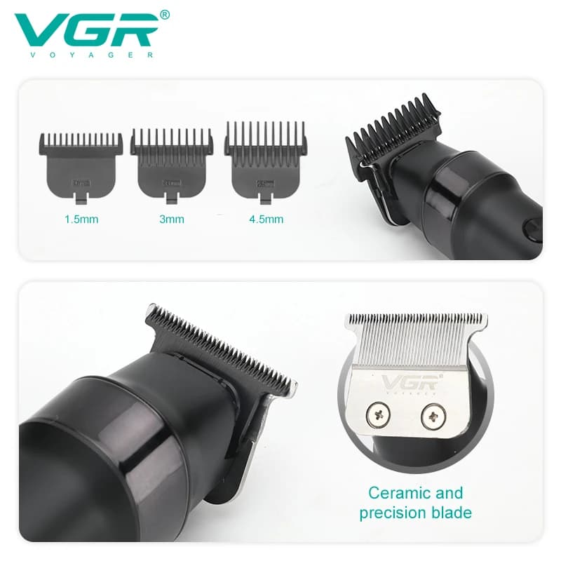 VGR V-987 Professional Hair & Beard Trimmer - 400 Min Runtime, USB-C, LED Display thumbnail 3