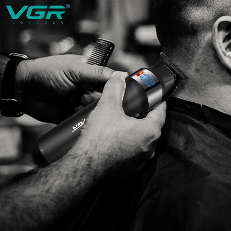 VGR V-987 Professional Hair & Beard Trimmer - 400 Min Runtime, USB-C, LED Display