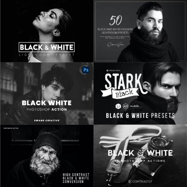 1000+ Black & White Photoshop & Lightroom Presets
