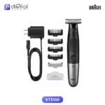 Braun XT5100 XT5 All-in-One Beard & Body Trimmer, front view, trimmer, charger, five combs, clear cap