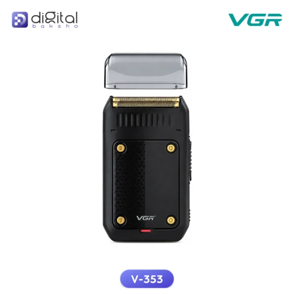 VGR V-353 Foil Shaver with Pop-Up Trimmer, Front view with detached foil head and clear cap