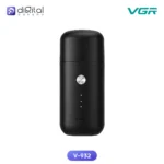 VGR V-932 Rechargeable Pocket Trimmer for Men, Front view, black body, button, three dots, logos