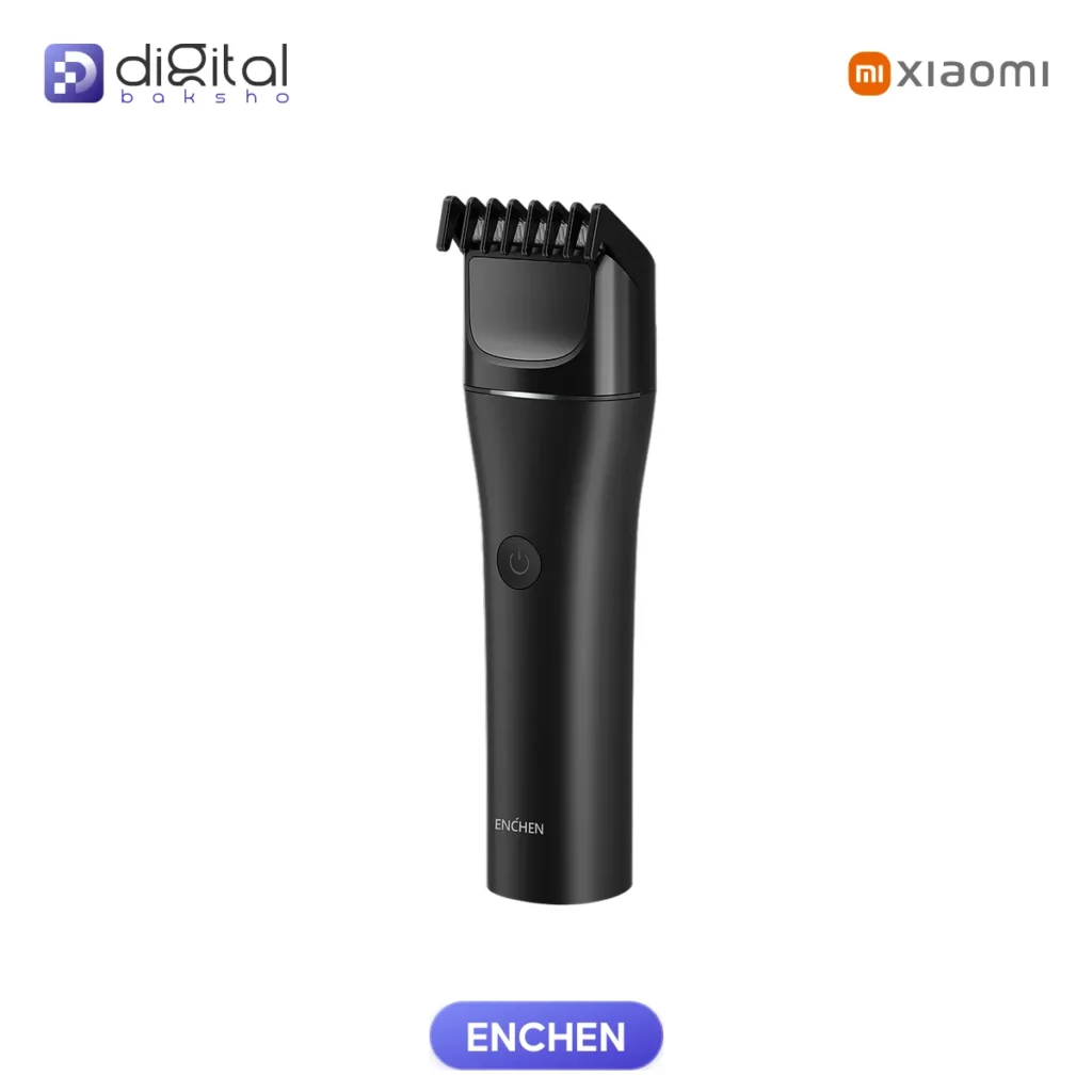 Xiaomi ENCHEN Boost 2 Hair Clipper for Men, Front view, black trimmer, power button, blade